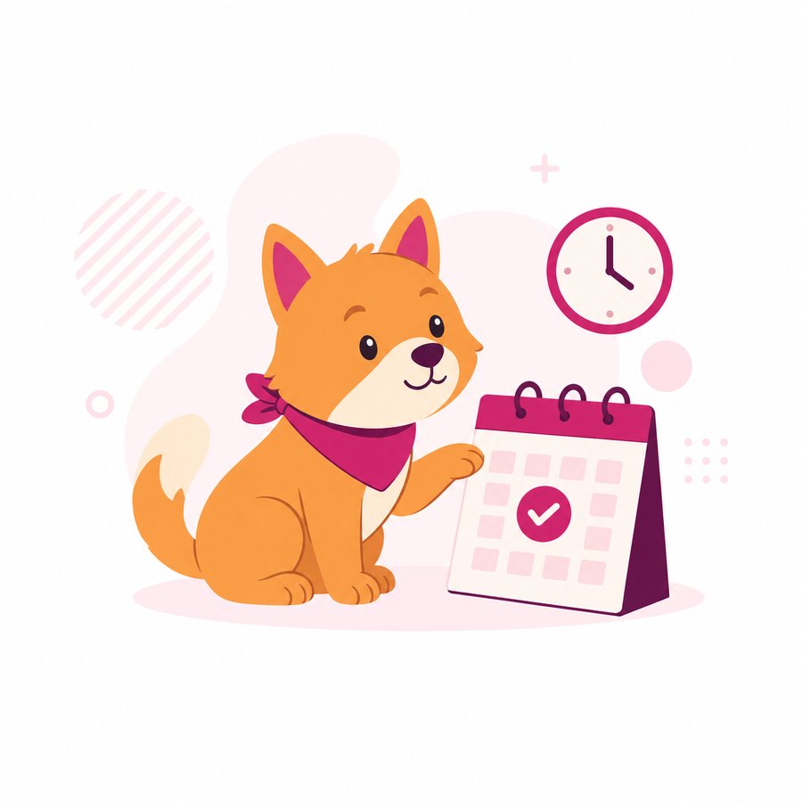 Cão marcando consulta no calendário